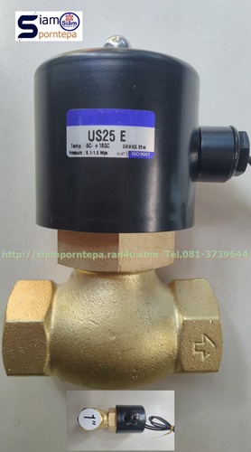 US-25-24DC Solenoid valve size 1" ทองเหลือง NC Pressure 0-15 bar 225 psi Temp 185C 